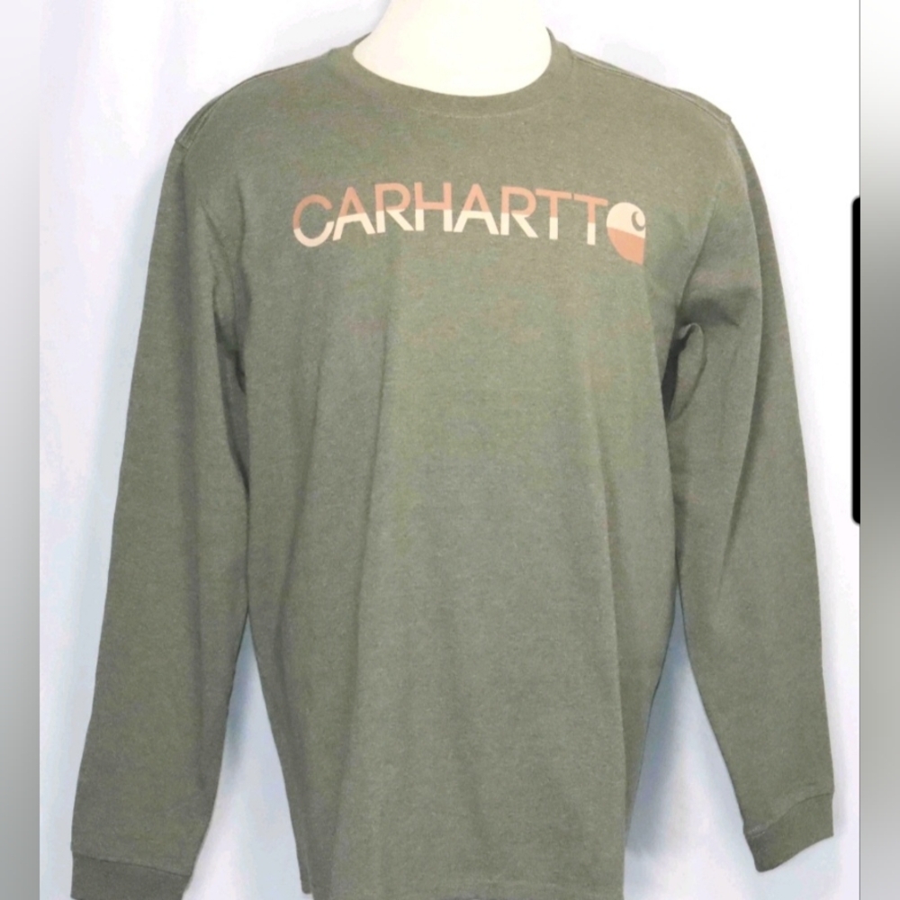 XXL Woman's Carhartt Green Loose fit Long Sleeve Heavyweight T-Shirt